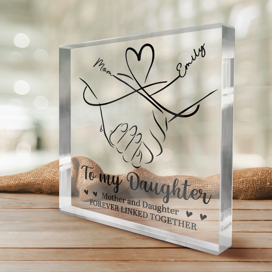 Family - Mother And Daughter Forever Linked Together - Personalized Acrylic Plaque