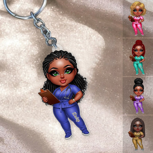 Nurse - Black Nurse - Personalized Acrylic Keychain