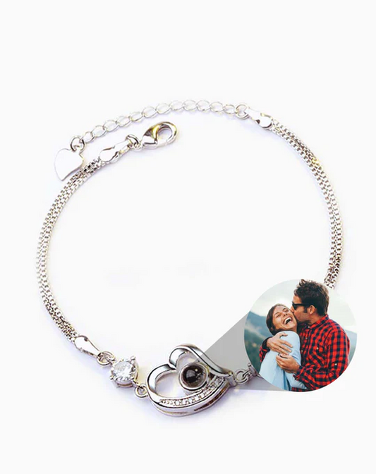 Couple - Custom Heart Bracelet - Personalized Photo Heart Bracelet