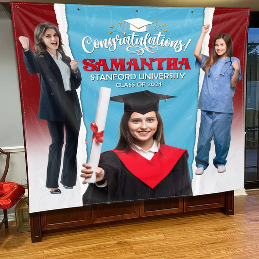 Graduation - Custom Photo Congratulations Graduation - Personalized Graduation Backdrop