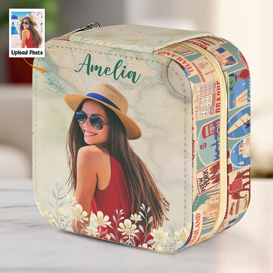 Travel - Jewelry Organizer For Traveler - Personalized Photo Jewelry Box