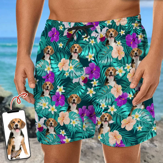 Dog Lovers - Custom Photo Tropical Style Dog - Personalized Beach Short