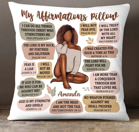 Black Girls -Christian Affirmation - Personalized Pillow