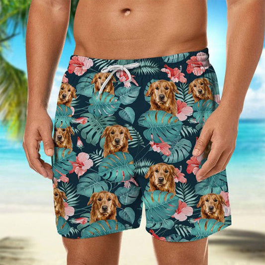 Pet Lovers - Custom Photo Flower Tropical Style - Personalized Beach Short