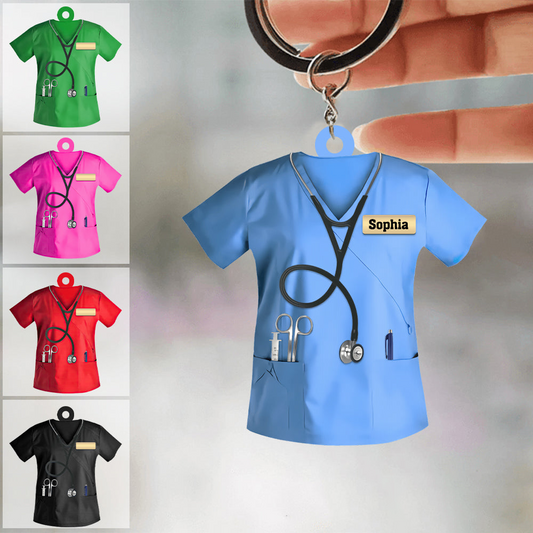 Nurse - Gift For Nurse - Personalized Nurse Uniform Keychain