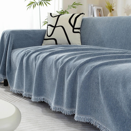 Chenille Blanket Herringbone Tassel Sofa Cover