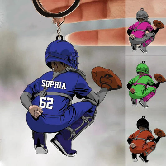 Baseball Lovers- Catcher Girl - Personalized Acrylic Keychain