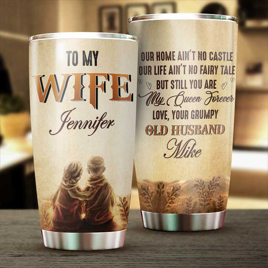 20oz - To My Wife, You Are My Queen Forever - Couple Personalized Custom Tumbler