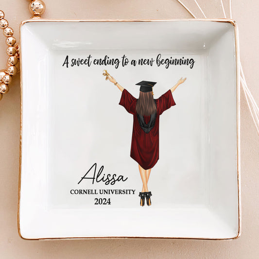 Graduation - A Sweet Ending To A New Beginning - Personalized Jewelry Dish