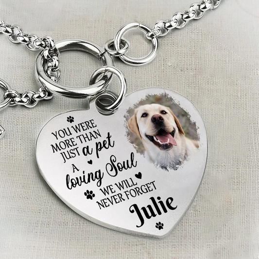 Dog Lovers - You Were More Than Just A Pet, A Loving Soul We Will Never Forget - Personalized Heart Bracelet(BU)