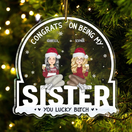 Christmas Cartoon Congrats On Being My Siblings - Gift For Brothers & Sisters - Personalized Custom Shaped Acrylic Ornament ornament The Next Custom Gift