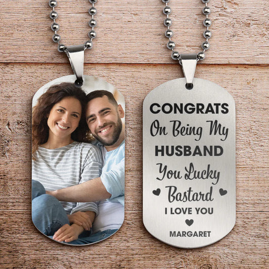 Couple - Congrats On Being My Husband You Lucky - Personalized Custom Necklace