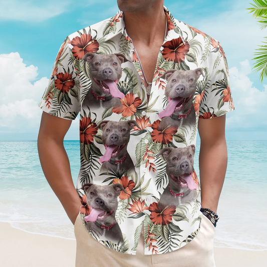 Pet Lovers - Custom Face Funny Photo Aloha - Personalized Photo Hawaiian Shirts