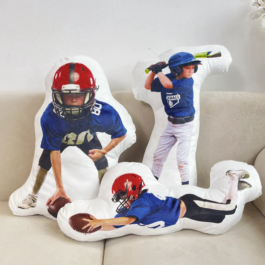 Kids - Custom Photo American Football Player Boy Sons - Personalized Custom Shaped Pillow