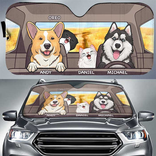 Pet Lovers - Dogs And Cats - Personalized Auto Sunshade