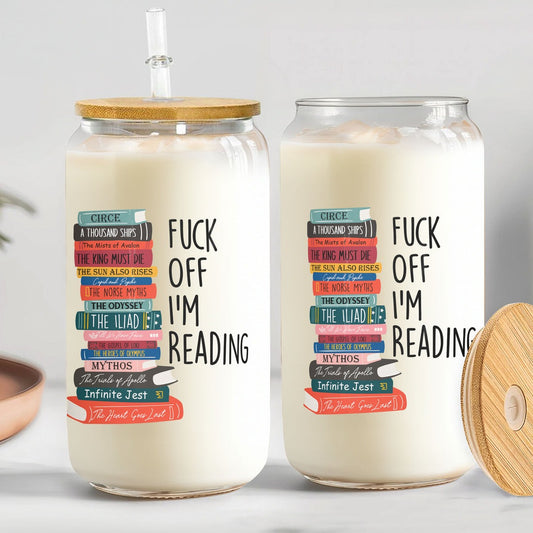 Book Lovers - F- Off I'm Reading Funny Book Lovers - Personalized Clear Glass Cup