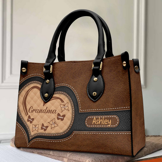 Grandma-  Butterfly Version - Personalized Leather Bag