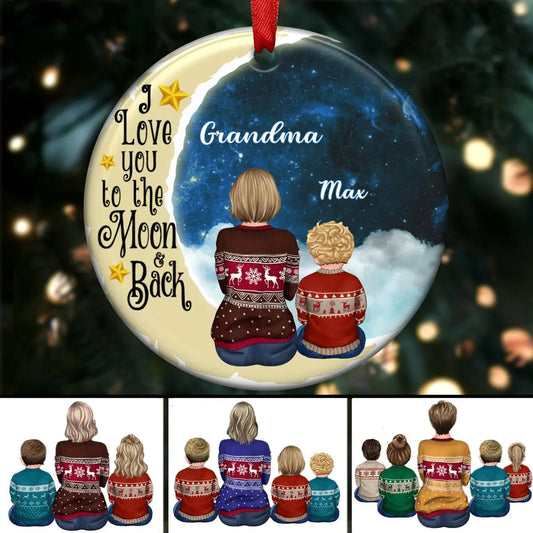 Grandma Grandkids - I love you to the moon and back - Personalized Circle Ornament ornament The Next Custom Gift