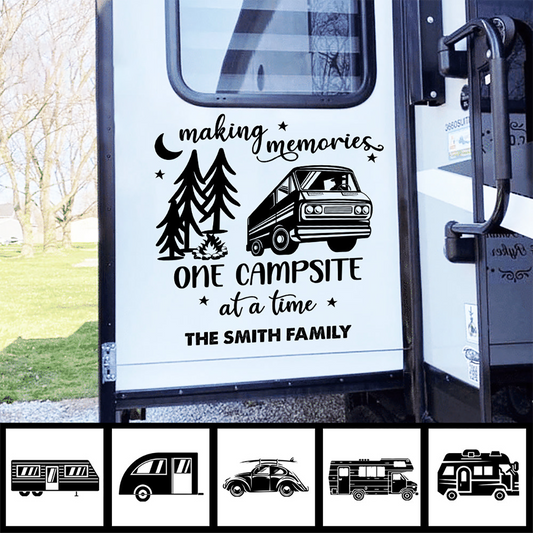 Camping Lovers - Making Memories One Campsite At A Time - Personalized RV Decal