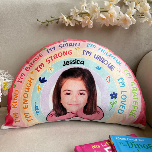 Family - Kids Rainbow Photo Custom - Personalized Shaped Pillow