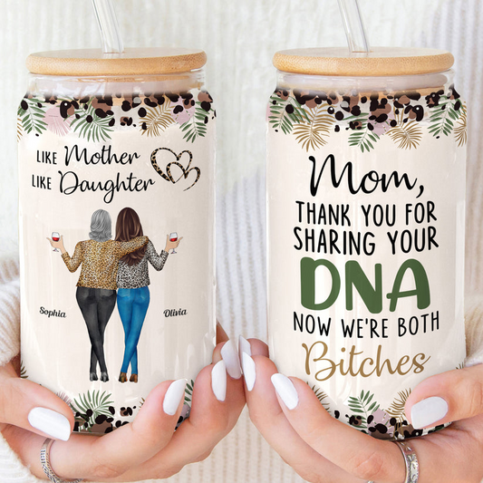 Family - Like Mother Like Daughters Mother's Day - Personalized Clear Glass Can