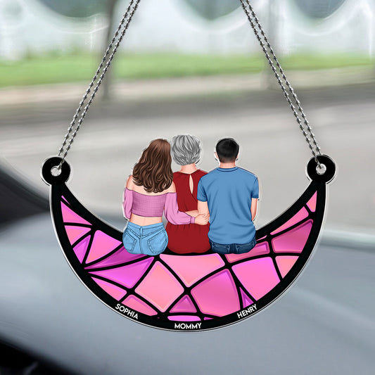 Mom - Mommy & Children On The Moon - Personalized Car Ornament