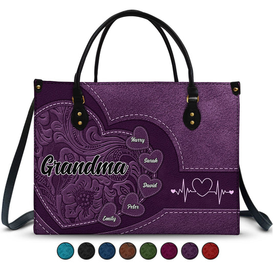 Family - Grandma's Little Sweethearts - Personalized Leather Bag (HJ)