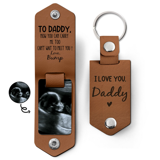 Family - Custom Photo Now You Can Carry Me Too - Personalized Leather Keychain (HJ)