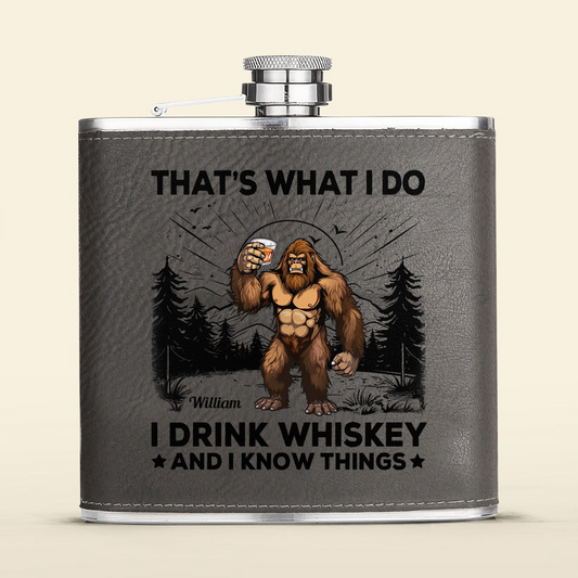 Family - That's What I Do - Personalized Leather Flask