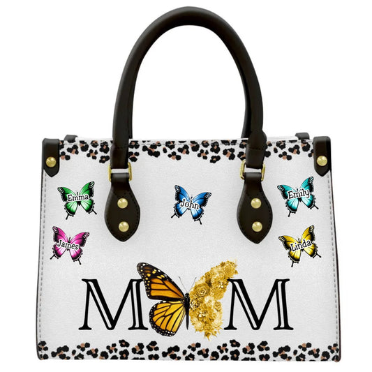 Mother's Day - Gift For Woman Leopard Butterfly - Personalized Leather Bag