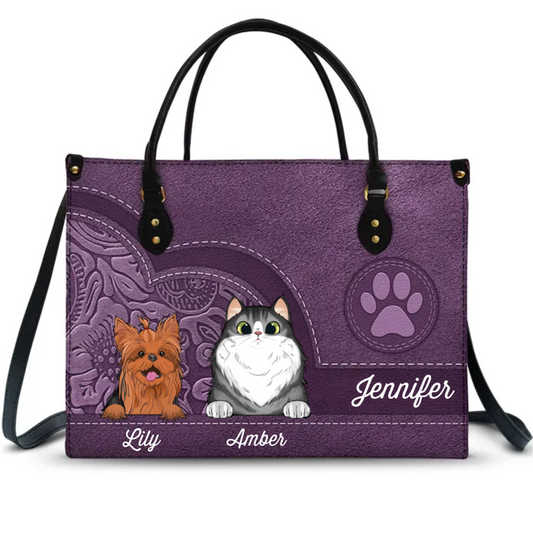 Pet Lovers - Cute Dogs And Cats Aesthetic Pattern - Personalized Leather Bag (VT)