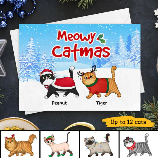 Fluffy Cat Walking In Winter Christmas Personalized Postcard The Next Custom Gift