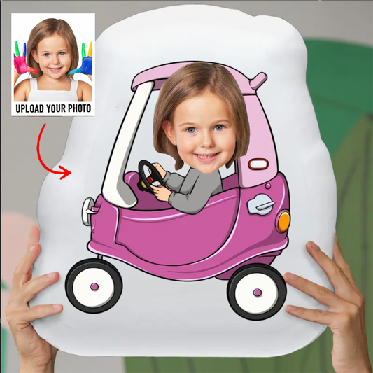 Kid - Baby In Car - Personalized Photo Custom Shaped Pillow