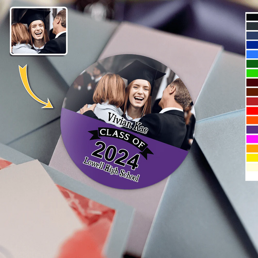 Graduation - Custom Photo And School Name Class Of 2024 - Personalized Roll Sticker