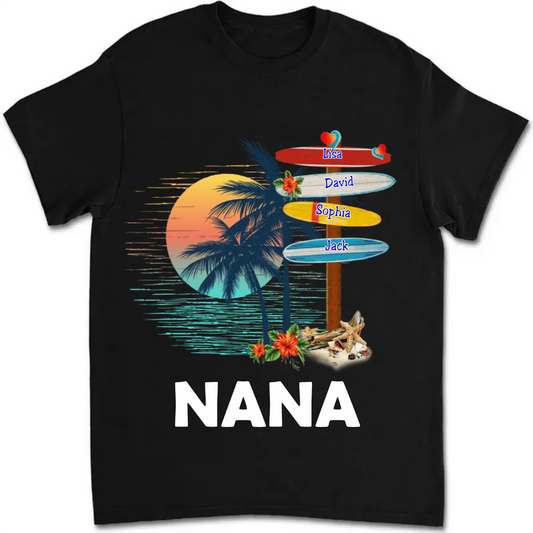 Family - Grandma Surfboards Summer Vacation - Personalized T-Shirt (TL)