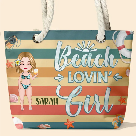 Girl - Beach Lovin' Girl - Personalized Beach Bag