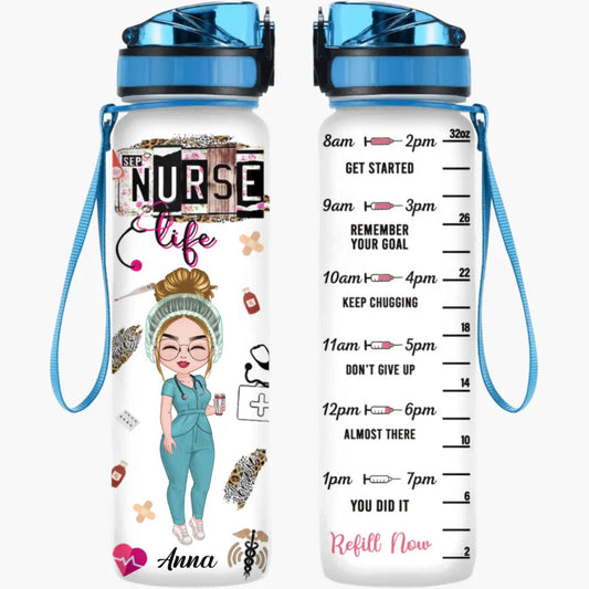 Nurse - Nurse's Life - Personalized Water Tracker Bottle