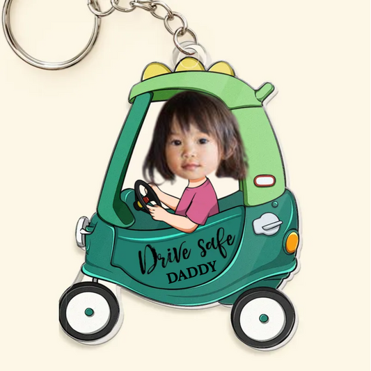 Kids - Drive Safe Daddy Custom Face - Personalized Acrylic Car Hanger