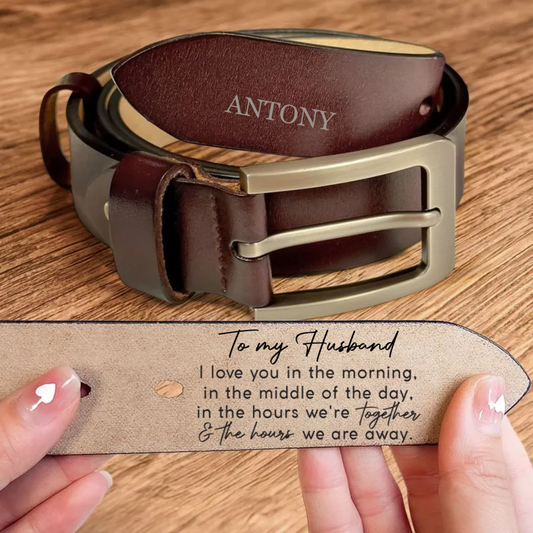 Family - I Love You Every Day - Personalized Engraved Leather Belt (HJ)