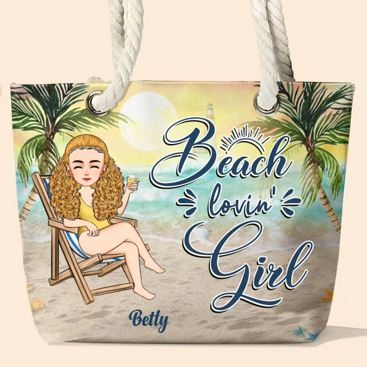 Women - Beach Lovin' Girl - Personalized Beach Bag (HJ)