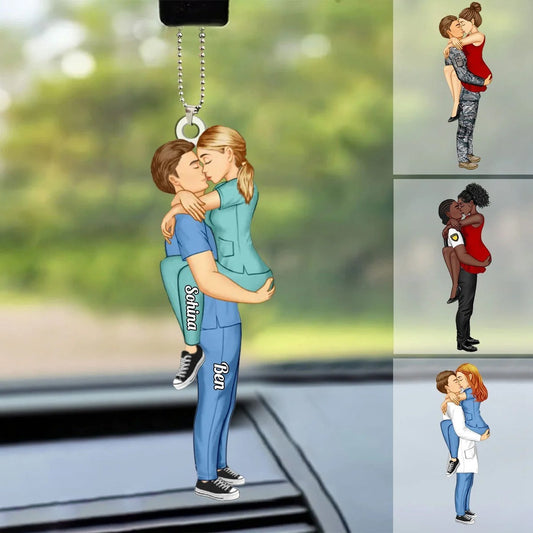 Couple - Occupation Couple Portrait - Personalized Car Ornament