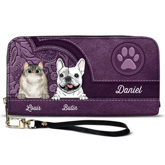 Pet Lovers - Personalized Leather Long Wallet (LH)