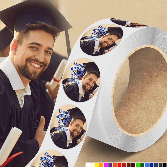 Graduation - Custom Photo Class Of 2024 Congrats Graduation - Personalized Roll Sticker