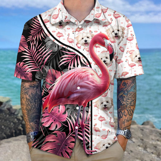 Dog Lovers -Custom Photo With Flamingo Icon Dog- Personalized Hawaiian Shirt