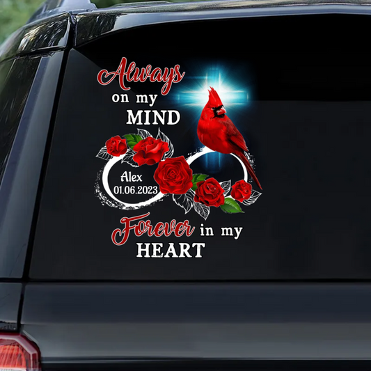 Cardinal - Family Loss Cardinal Rose Infinite Love - Personalized Decal