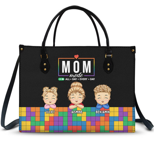 Family - Mom Mode On - Personalized Leather Bag