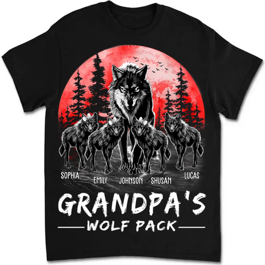 Family - Grandpa Wolf Pack - Personalized Unisex T-shirt, Hoodie, Sweatshirt