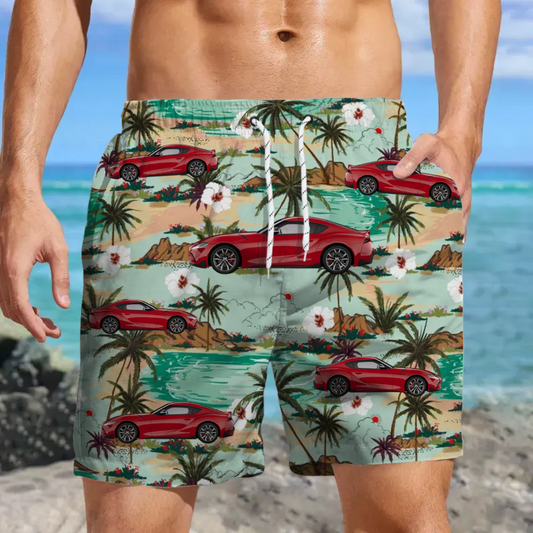 Car Lovers - Upload Photo - Personalized Beach Short