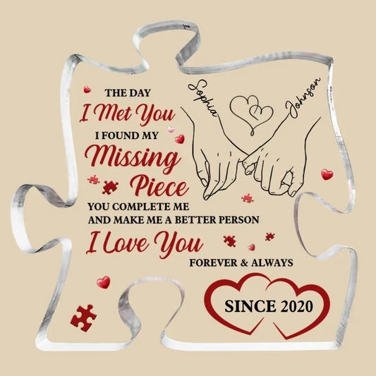 Couple - I Found My Missing Piece - Personalized Acrylic Plaque