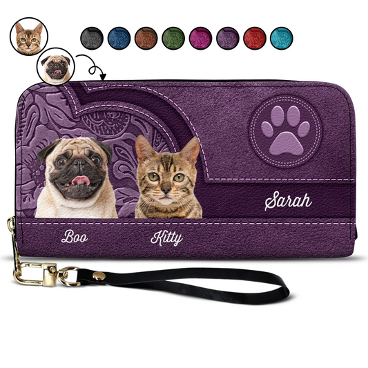 Pet Lovers - Aesthetic Pattern - Personalized Leather Long Wallet